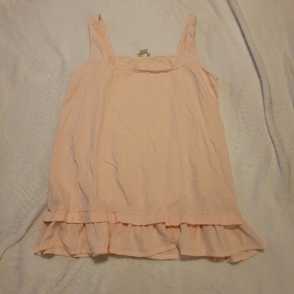 J.Crew Tops - J.Crew Peach Ruffle Hem Square Neck Cotton Tank Top M M0203